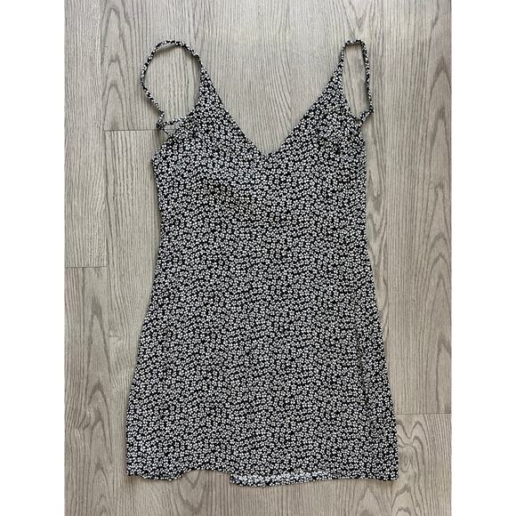 REFORMATION Marlowe Ditsy Floral Print Black & White Mini Dress Slip Dress - Picture 4 of 8
